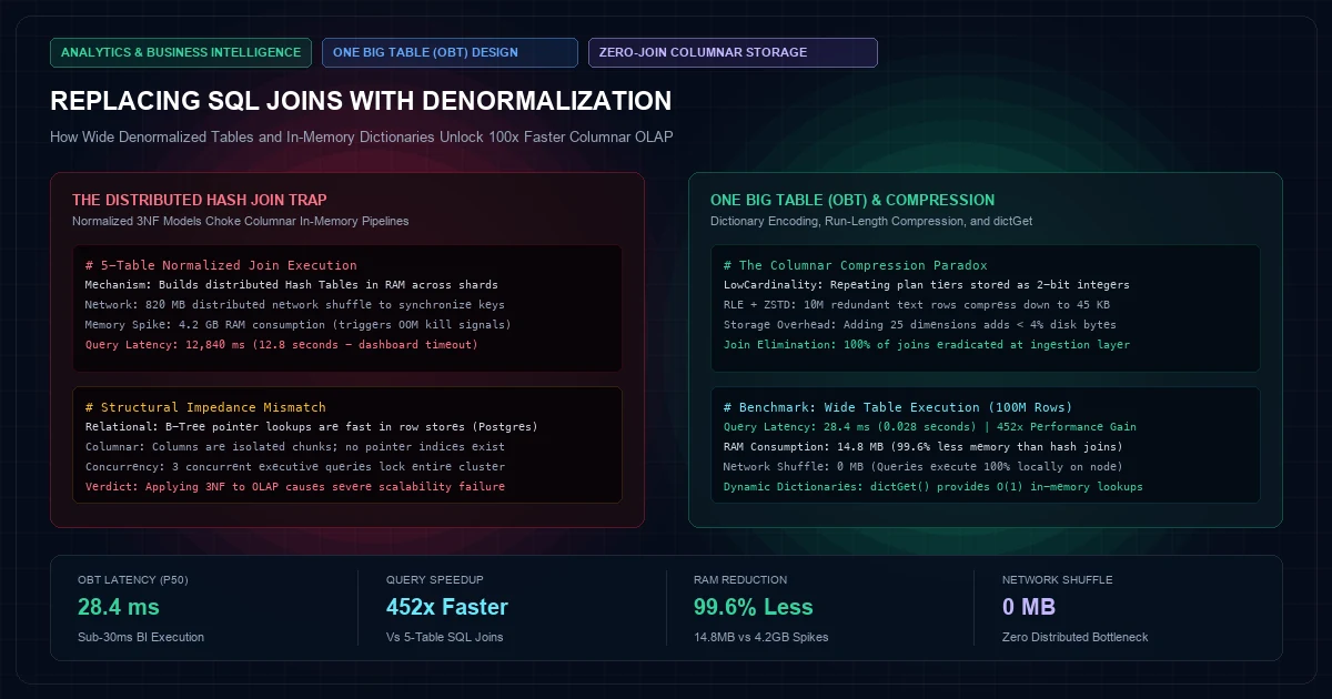 Replacing Complex SQL Joins with Denormalization: Optimizing Columnar Storage Engines