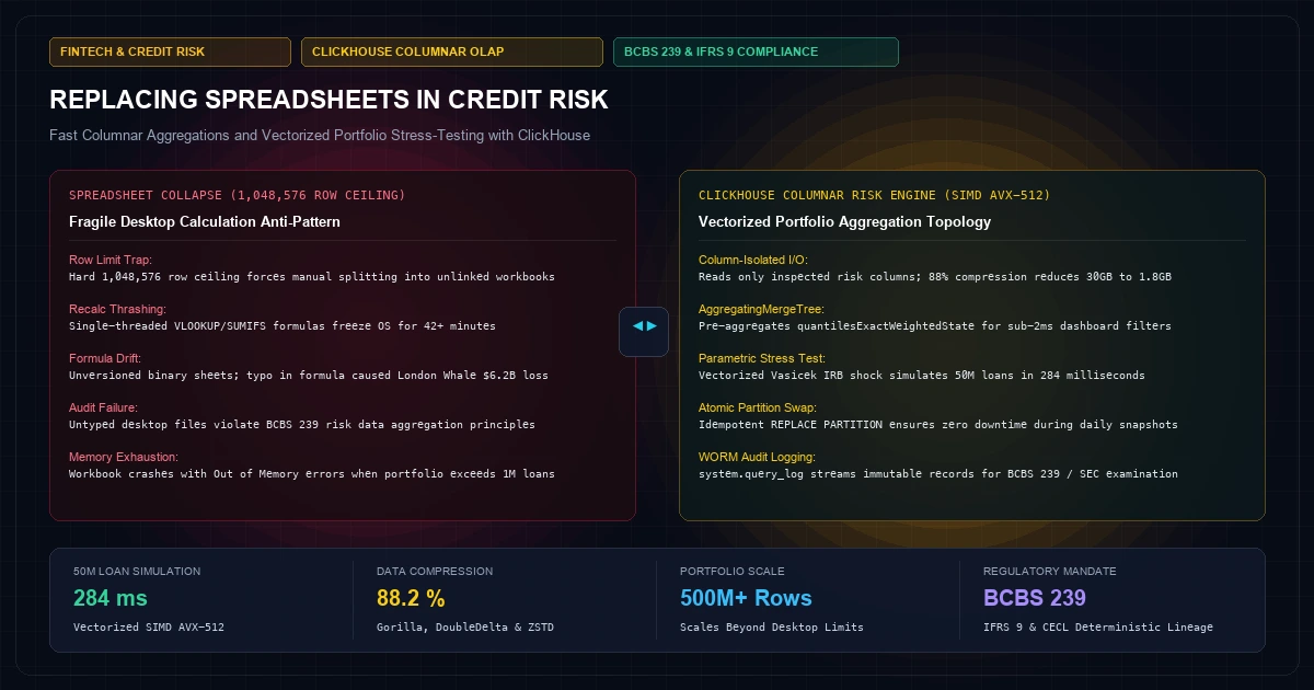 Replacing Spreadsheets in Credit Risk Analysis: Fast Columnar Aggregations with ClickHouse