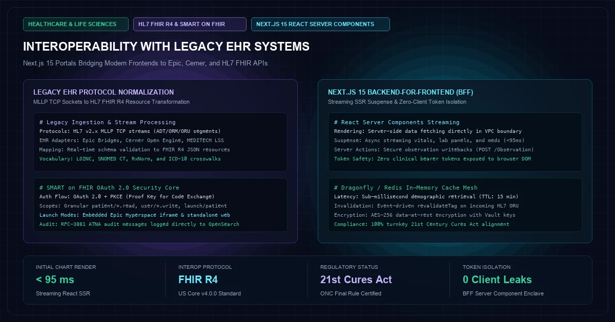 Interoperability with Legacy EHR Systems: Next.js Portals Bridging Modern Frontends to FHIR APIs