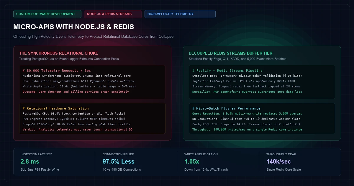 Micro-APIs with Node.js & Redis: Offloading High-Velocity Telemetry from Relational Cores